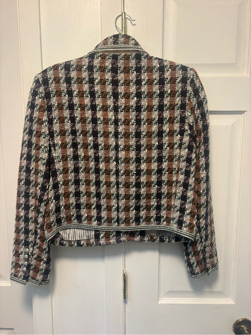 Veronica Beard Cropped Multi-Color Tweed Jacket with Contrast Trim - Picture 4 of 8